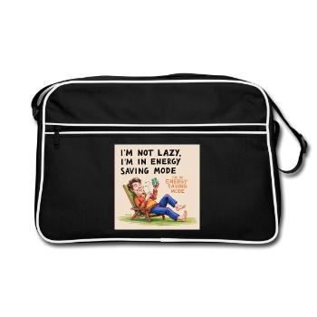 Ich bin nicht faul ich bin im Energiesparmodus - Retro Tasche - Schwarz/Weiß - Vorne