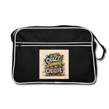Ich bin nicht verrückt ich bin nur kreativ - Retro Tasche - Schwarz/Weiß - Vorne