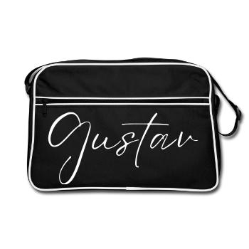 T-shirt Nom Gustav cadeau pour hommes - Sac Retro - noir/blanc - Devant