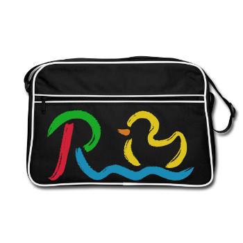 Endlich Rente - Ruhestand - Pension - Retro Tasche - Schwarz/Weiß - Vorne