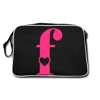 Lettre f lettre initiale avec cœur - Sac Retro - noir/blanc - Dos