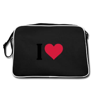 i love - Retro Tasche - Schwarz/Weiß - Hinten