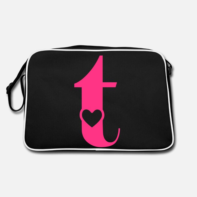 Lettre t lettre initiale avec coeur Sac Retro