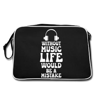 Without Music - Retro Tasche - Schwarz/Weiß - Hinten