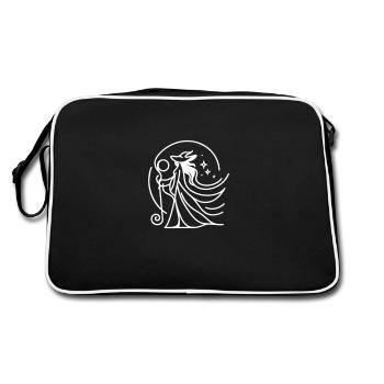 Elegant Sorceress - White Line Art - Retro Bag - black/white - Back