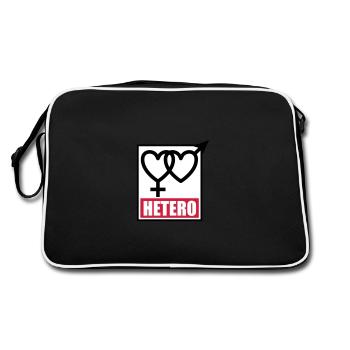 04 HETERO Herzen Liebe Love Heterosexuell - Retro Tasche - Schwarz/Weiß - Hinten