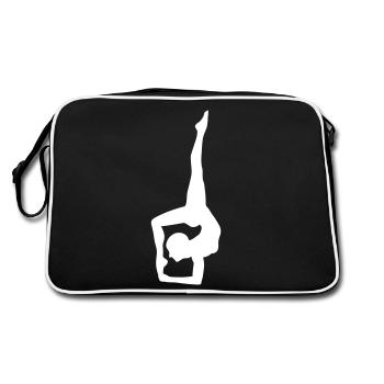 White yoga silhouette in articulated pose - Retro Bag - black/white - Back