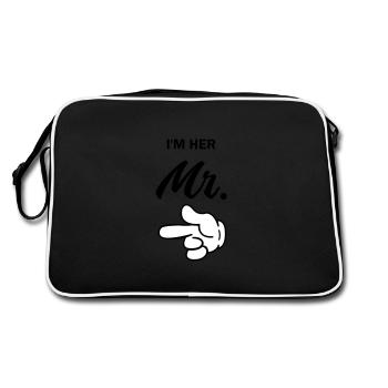im her mr - Retro Tasche - Schwarz/Weiß - Hinten