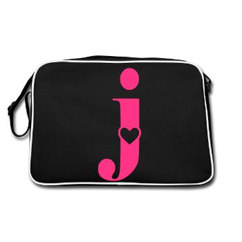 Lettre j Lettre initiale avec cœur - Sac Retro - noir/blanc - Dos