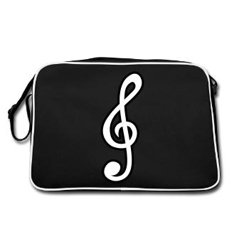 Clé de partition de motif de musique de clé - Sac Retro - noir/blanc - Dos