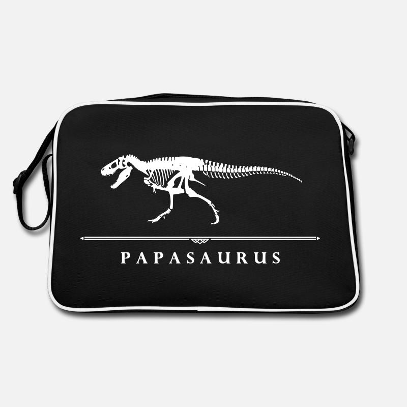Papasaurus 2 - Retro Tasche - Schwarz/Weiß