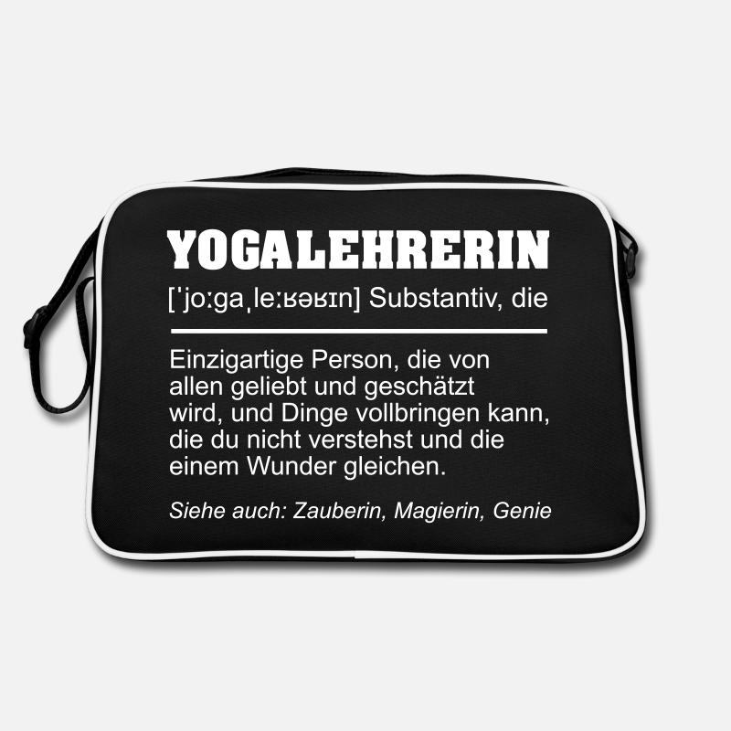 Yogalehrerin Definition lustig - Retro Tasche - Schwarz/Weiß