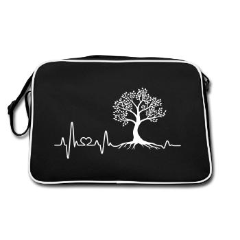 arbre forêt nature amoureux de la nature battement de coeur randonnée - Sac Retro - noir/blanc - Dos