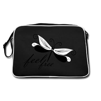 Libelle - Retro Tasche - Schwarz/Weiß - Hinten