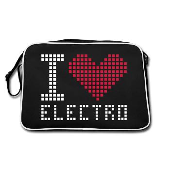 I heart love electro - Retro Tasche - Schwarz/Weiß - Hinten
