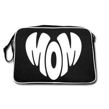 Mom Heart Shape Mom Heart Shape Mother's Day Gift - Retro Bag - black/white - Back