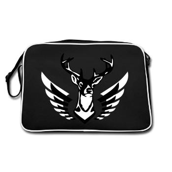 Toller stolzer Hirsch mit Flügeln 2c C - Retro Tasche - Schwarz/Weiß - Hinten