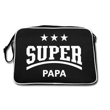 Super Papa (Daddy / Dad / White) - Retro Bag - black/white - Back