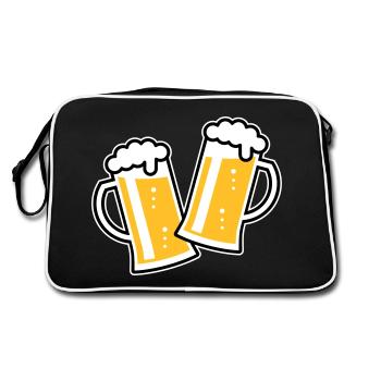2 Toasting German Beer Steins (Cheers / 3C) - Retro Bag - black/white - Back