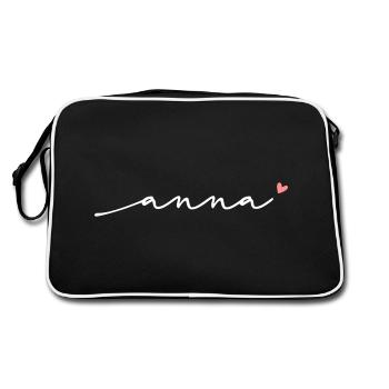 Anna Cursive Name - Retro Bag - black/white - Back