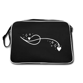 Glitter Heart Line - Retro Bag - black/white - Back