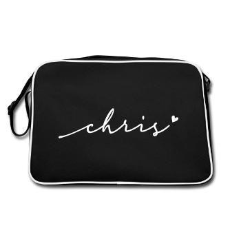Chris Cursive Name - Retro Bag - black/white - Back