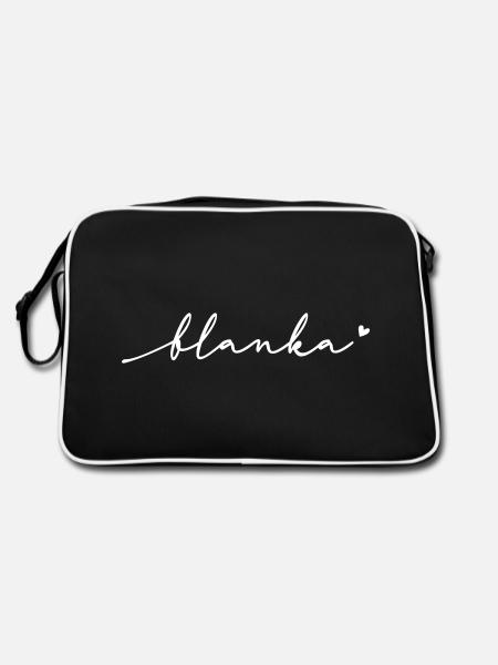 Blanka Cursive Name - Retro Bag - black/white - Back