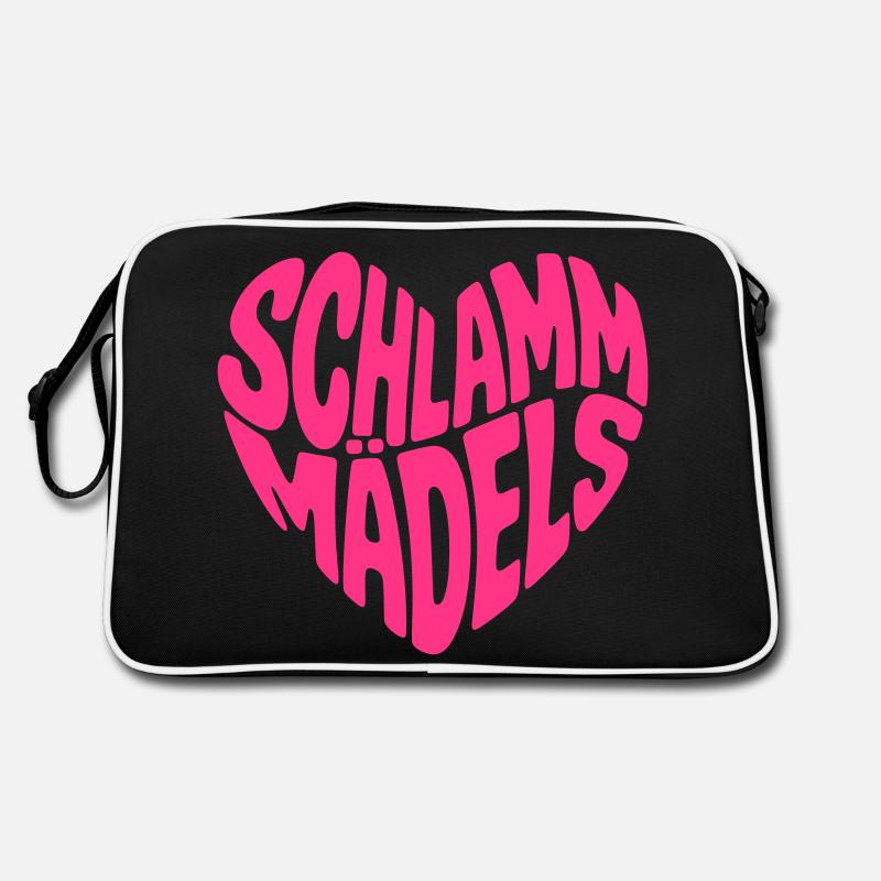 Schlamm Mädels in Herz Form (Farbe änderbar) - Retro Tasche - Schwarz/Weiß