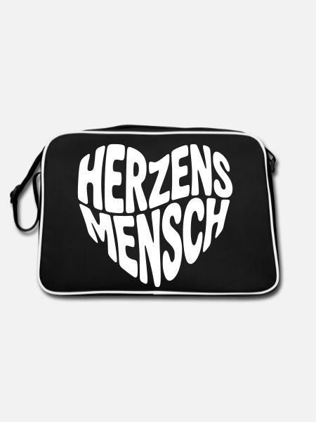 Herzensmensch - Retro Tasche - Schwarz/Weiß - Hinten
