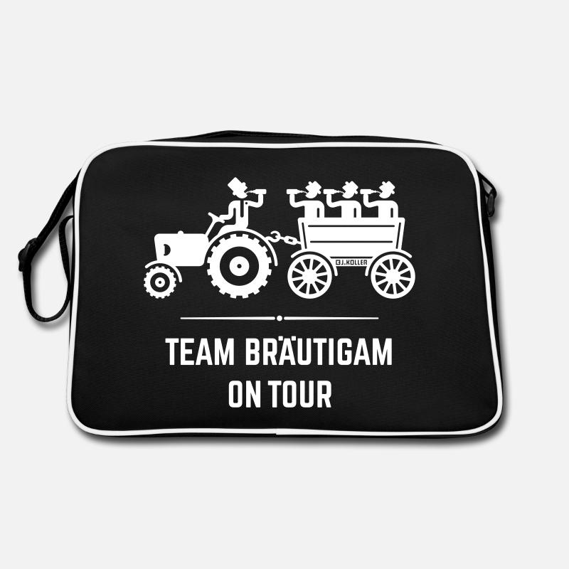 Team Bräutigam On Tour Mit Trecker (JGA / White) Retro Tasche