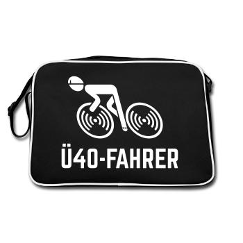 Ü40-Fahrer (Rennradfahrer / Rennrad / Fahrrad / W) - Retro Tasche - Schwarz/Weiß - Hinten