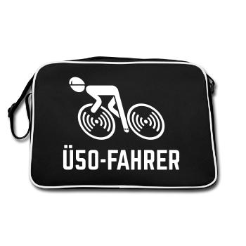 Ü50-Fahrer (Rennradfahrer / Rennrad / Fahrrad / W) - Retro Tasche - Schwarz/Weiß - Hinten