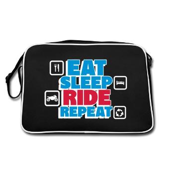 Eating, sleeping, riding The circle of biker life - Retro Bag - black/white - Back