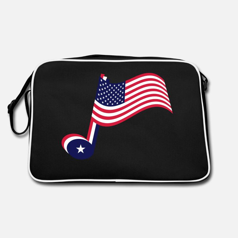 Country-Musik-Note und Spangled-Banner - Retro Tasche - Schwarz/Weiß
