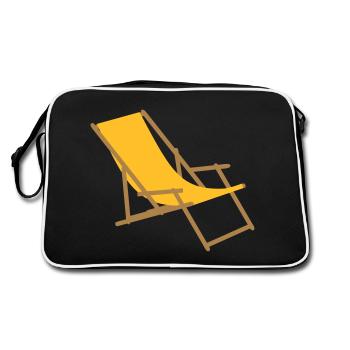 Sonnenliege Sonnenstuhl Strand Sommerurlaub - Retro Tasche - Schwarz/Weiß - Hinten