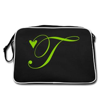 Monogram T Heart Vine - Retro Bag - black/white - Back