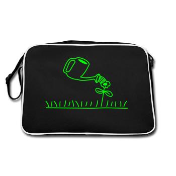 Hübsche Blume Gießen Wasser Gießkanne Rasen Wiese - Retro Tasche - Schwarz/Weiß - Hinten