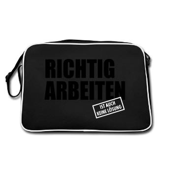 arbeiten ist auch keine Lösung - Retro Tasche - Schwarz/Weiß - Hinten
