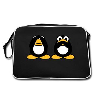 2 Penguins Talking Nothing See Mute Blind Friends - Retro Bag - black/white - Back