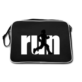 run woman 2 colours - Retro Tasche - Schwarz/Weiß - Hinten