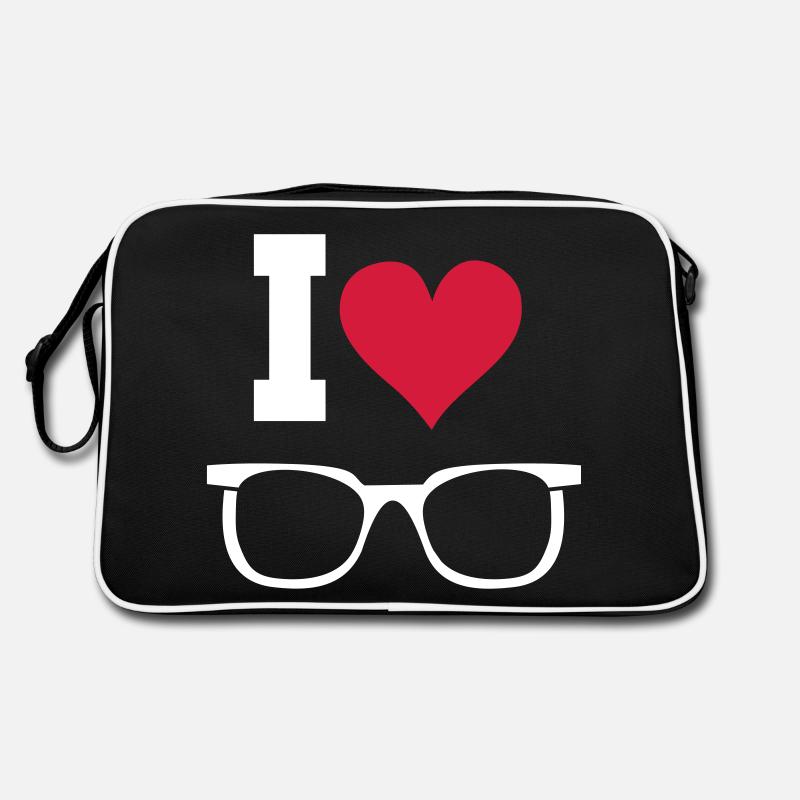 Brille Sonnenbrille Herz Statement Geschenk - Retro Tasche - Schwarz/Weiß