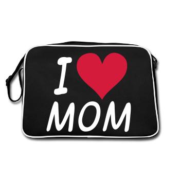 Mama Baby Geschenk zum Muttertag zur Geburt - Retro Tasche - Schwarz/Weiß - Hinten