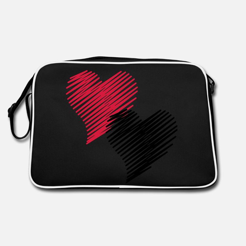 2 Herzen Retro Tasche
