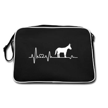 Donkey heartbeat Muli mule farm farmer - Retro Bag - black/white - Back