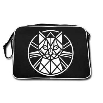 Cat Artifact Motif Abstract - Retro Bag - black/white - Back