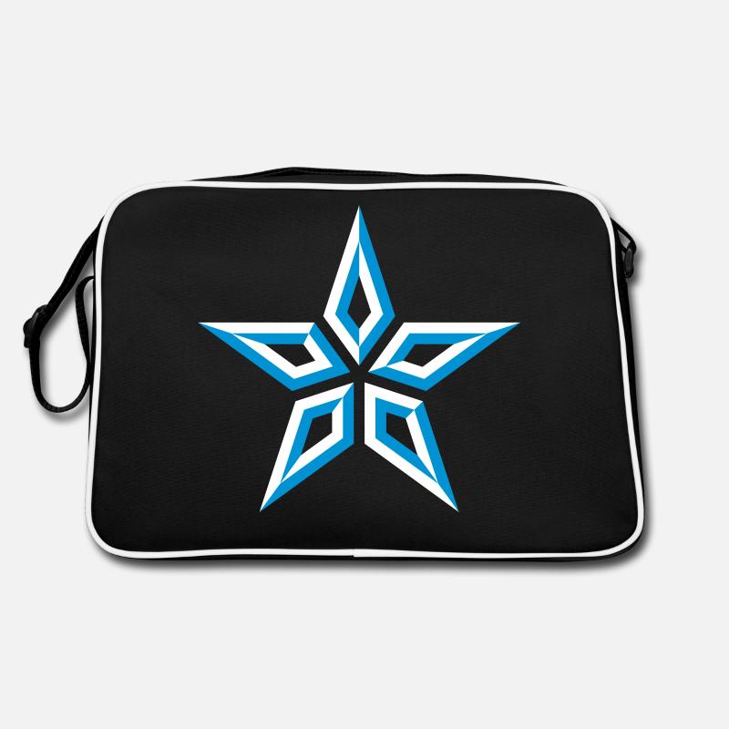 Design d’étoile (à cinq branches / Bleu et blanc) Sac Retro