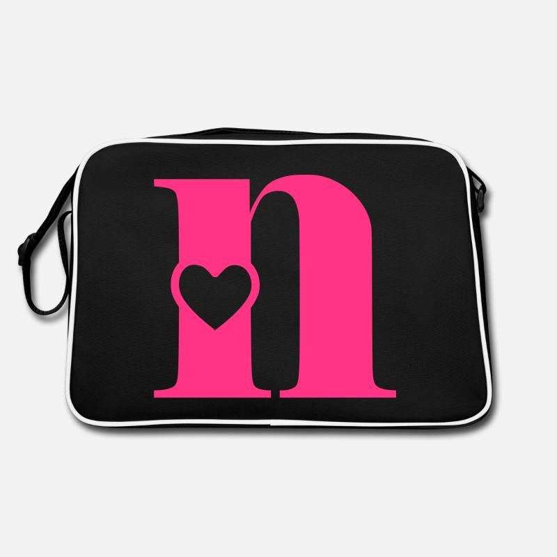 Lettre n lettre initiale avec coeur Sac Retro