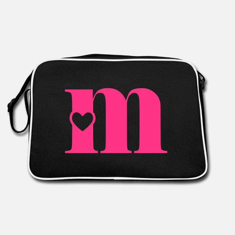 Lettre m Lettre initiale avec coeur Sac Retro