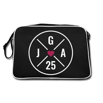 JGA 2025 - Junggesellenabschied 2025 - JGA 25 Herz - Retro Tasche - Schwarz/Weiß - Hinten