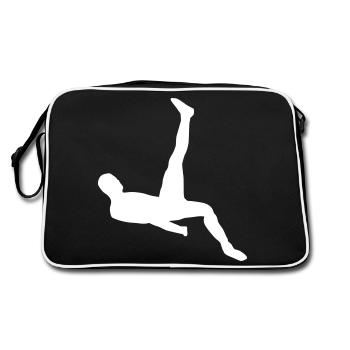 Soccer Player Overhead Kick Sports Gifts - Retro Bag - black/white - Back